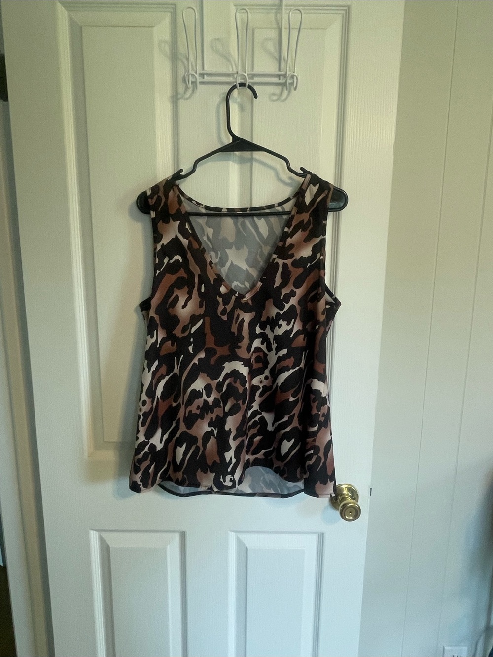 Women’s Sleeveless V-Neck Animal Print Cami - Brown/Black